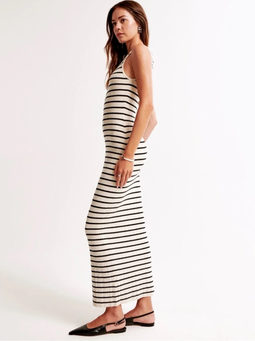 High-Neck Midi Sweater Dress